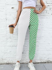 Plaid Print Baggy Pants Elastic Waist Casual Loose Pants