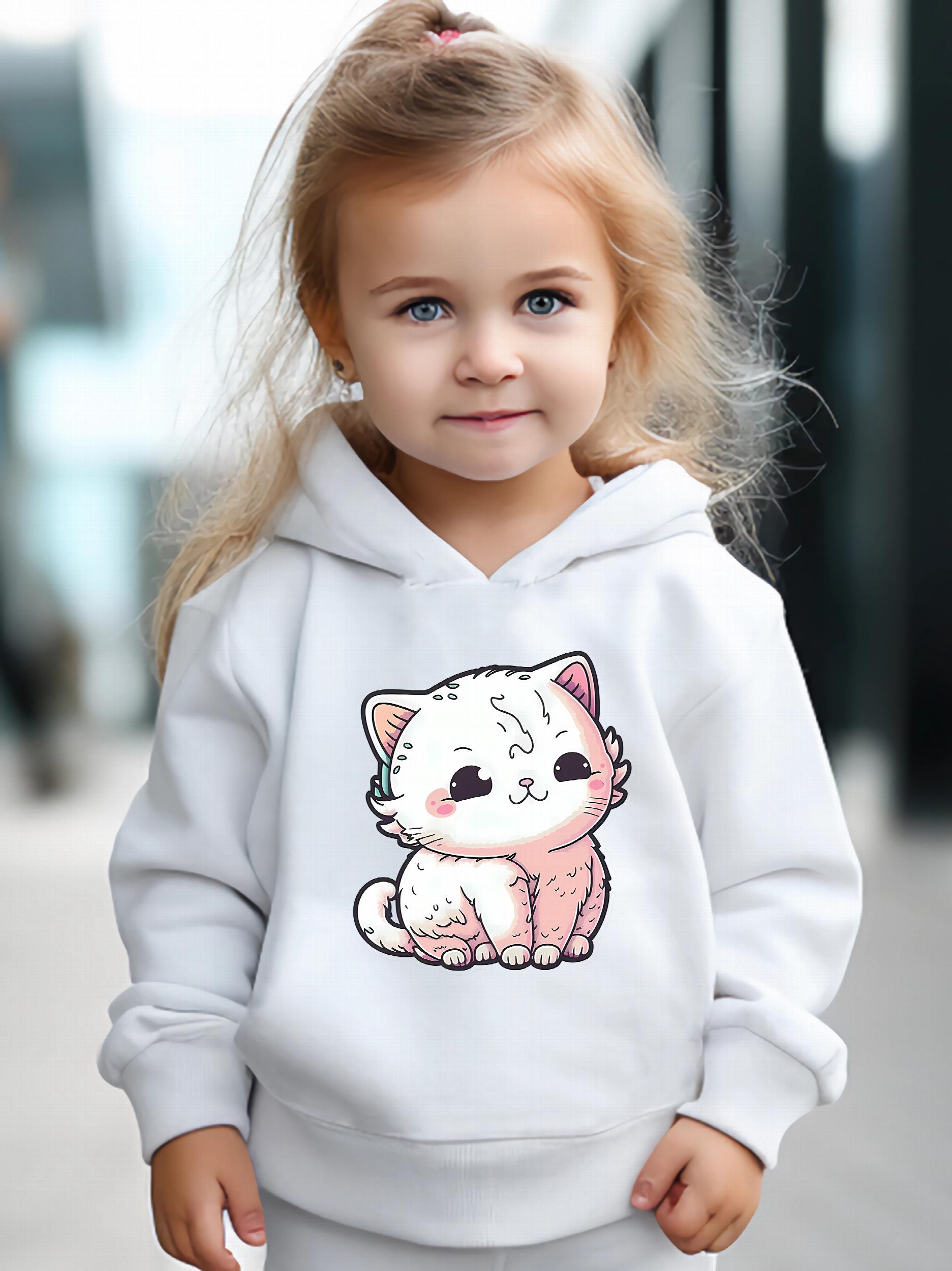 Chubby Cat Print 2pcs Girls Sports Outfits