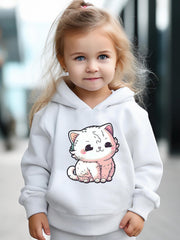 Chubby Cat Print 2pcs Girls Sports Outfits