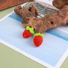 Strawberry Braided Earrings Stainless Steel Women