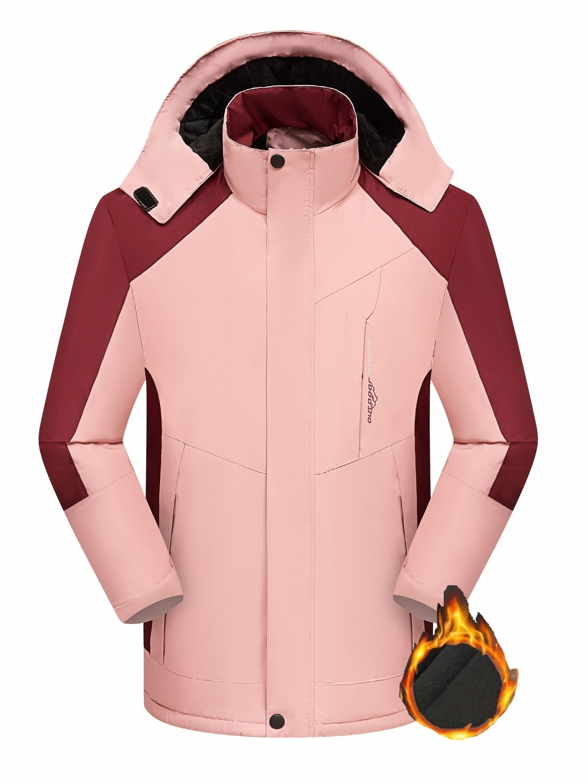 Colorblock Long Sleeve Zip Up Hooded Fleece Jacket