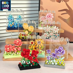 UKBOO 3D Flower Building Blocks Roses Bouquet Colorful Desktop Ornament