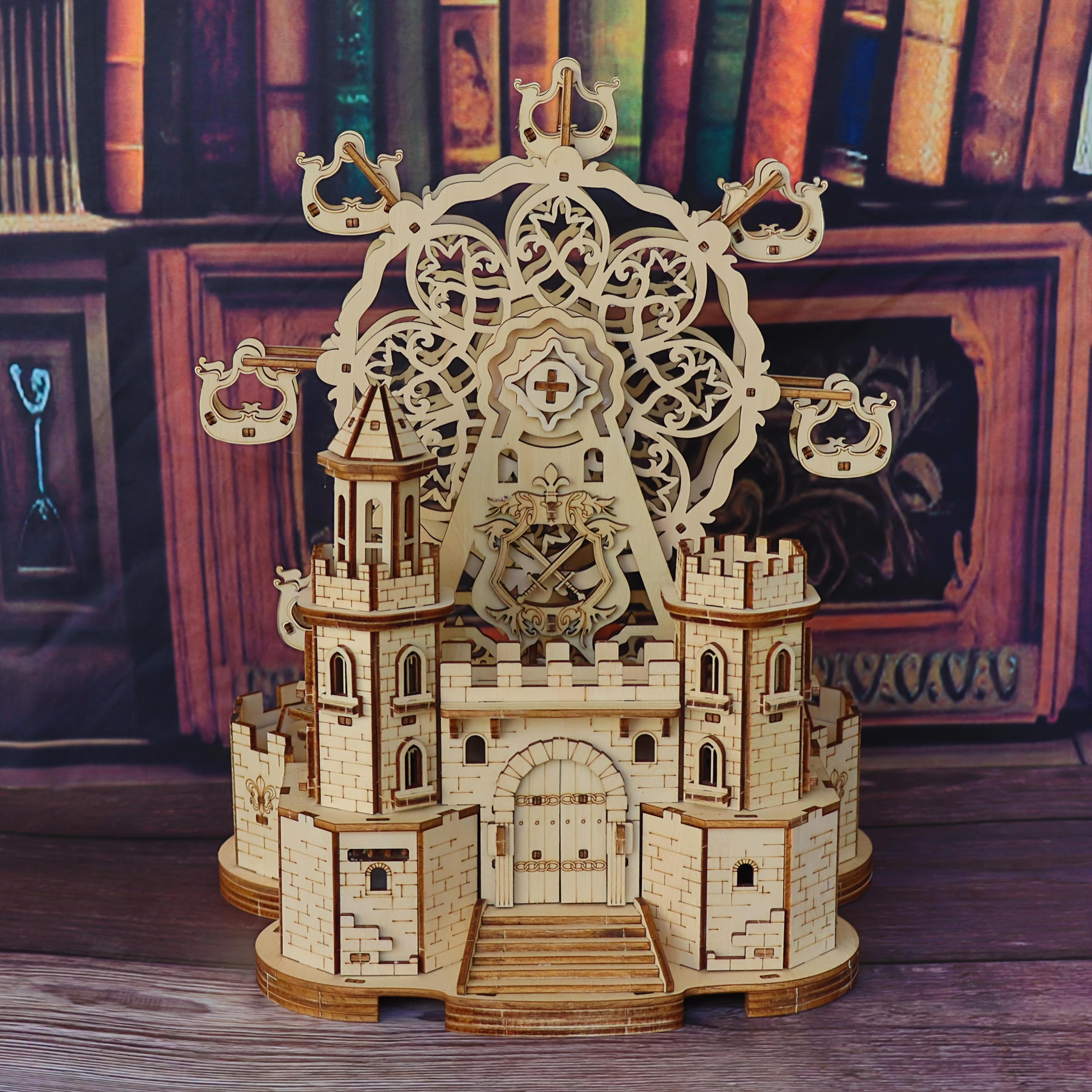 DIY Castle Ferris Wheel 3D Wooden Puzzle Music Box