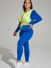 Colorblock Cut Out Jumpsuit Long Sleeve