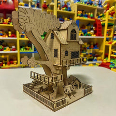 3D Wooden Treehouse Puzzle Toy, Halloween Christmas Creative Building Blocks