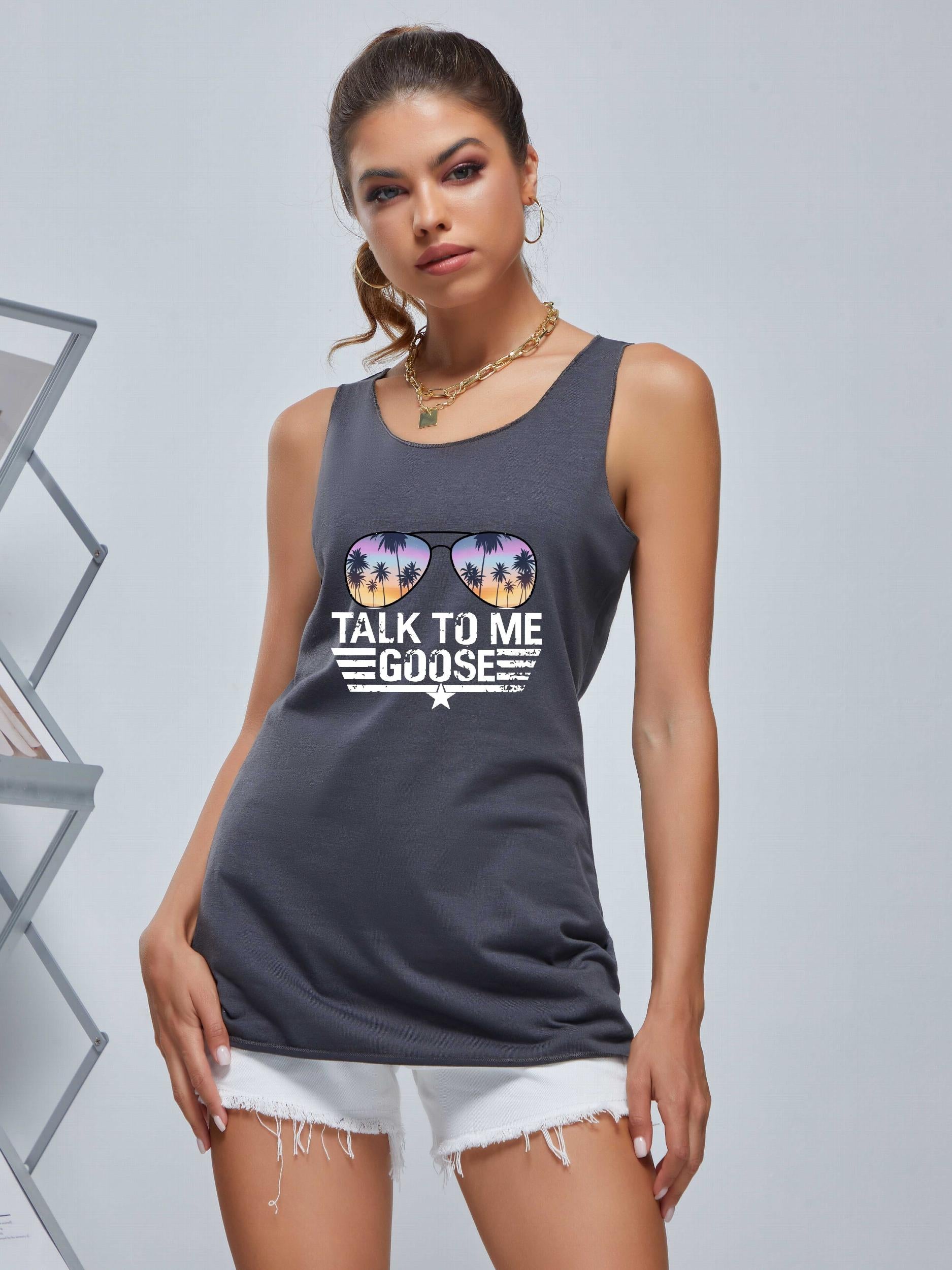 Coconut Tree Pattern Tank Top for Yoga Running