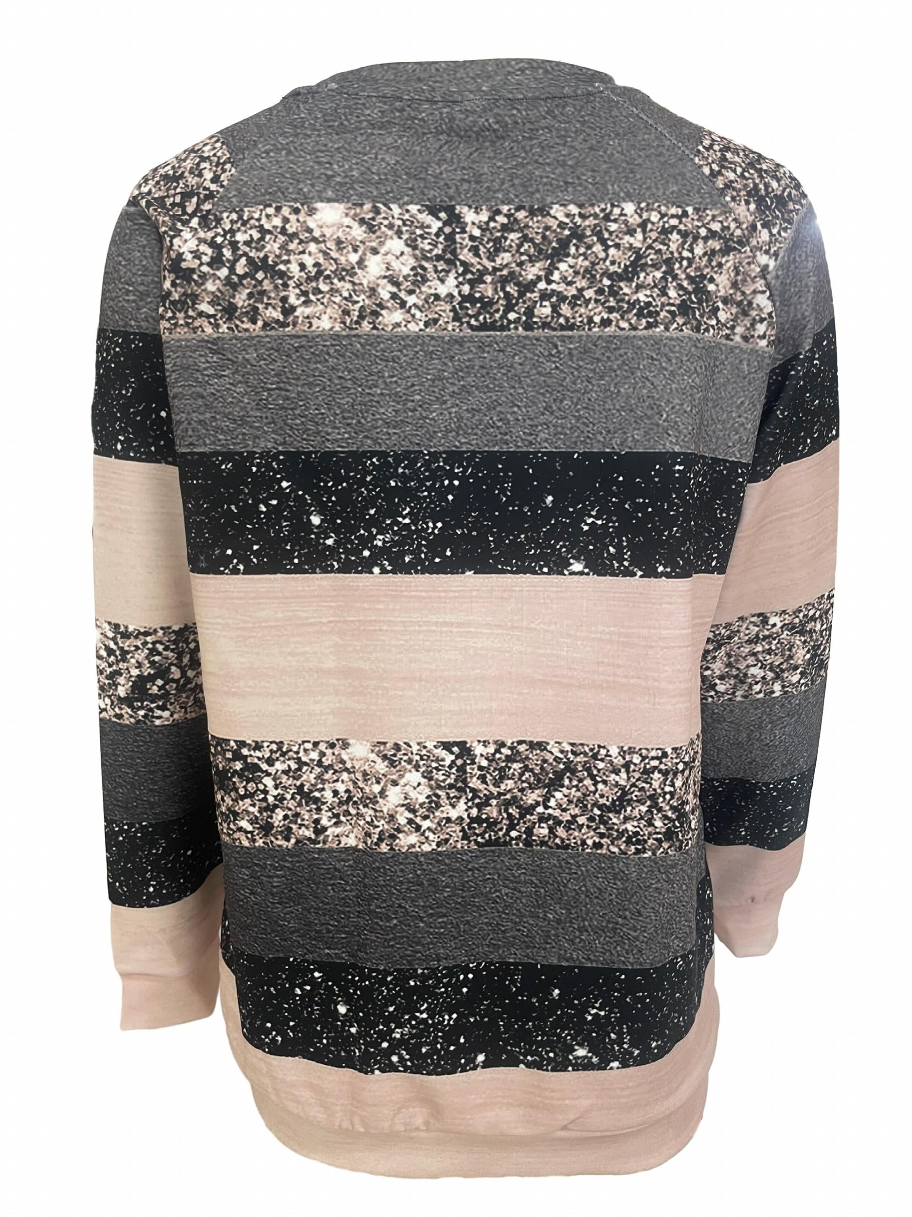 Striped Print Pullover Sweatshirt Casual Long Sleeve Crew Neck Sweatshirt