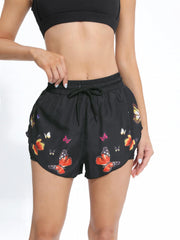 Butterfly Print Sporty Short Women's Activewear