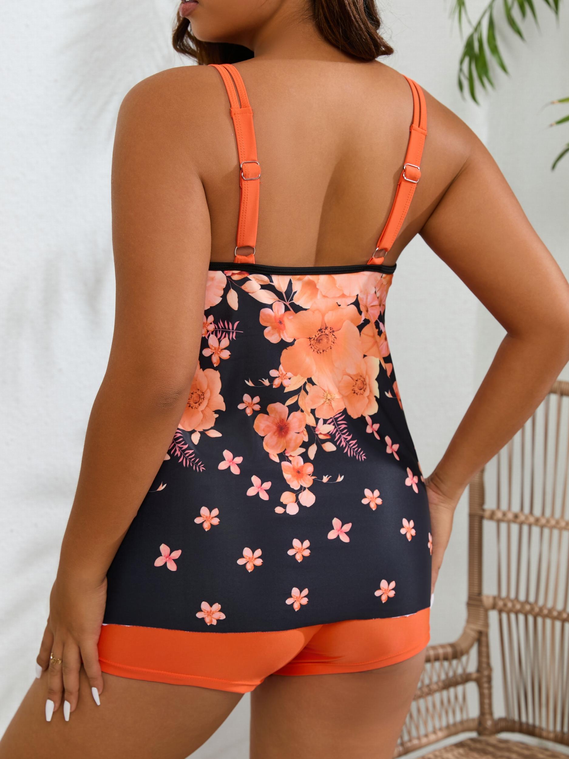 Women's Plus Floral Print Tankini Set
