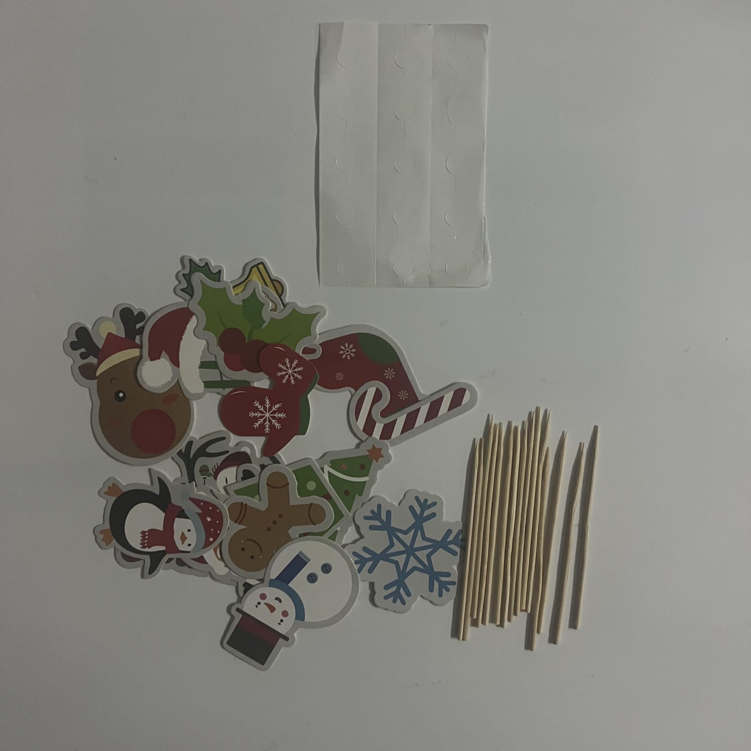 15pcs Christmas Cake Paper Decoration Inserts Party Set