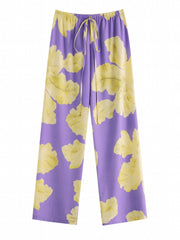 Violets Floral Print 2 Piece Beachwear Drawstring Kaftan Swimwear