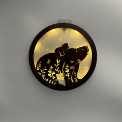 Children's Room Decoration Wall Clock LED Creative Lamp Retro Wooden Sign