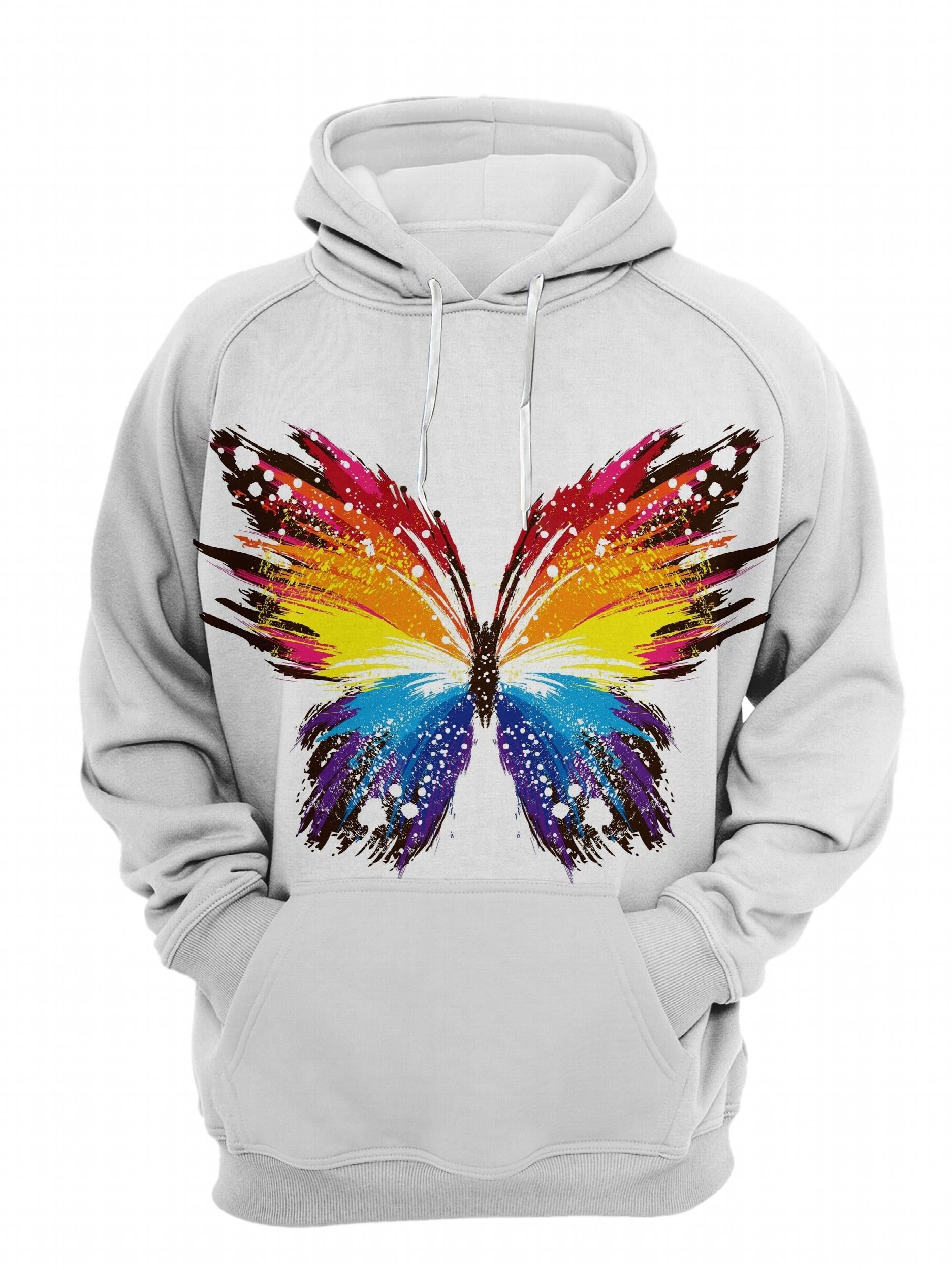 Men's Butterfly Graphic Hoodie Active Stretch Breathable Sweatshirt