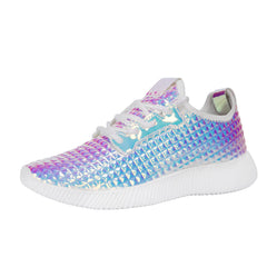 Holographic Low Top Sneakers Lightweight Lace up Running Shoes