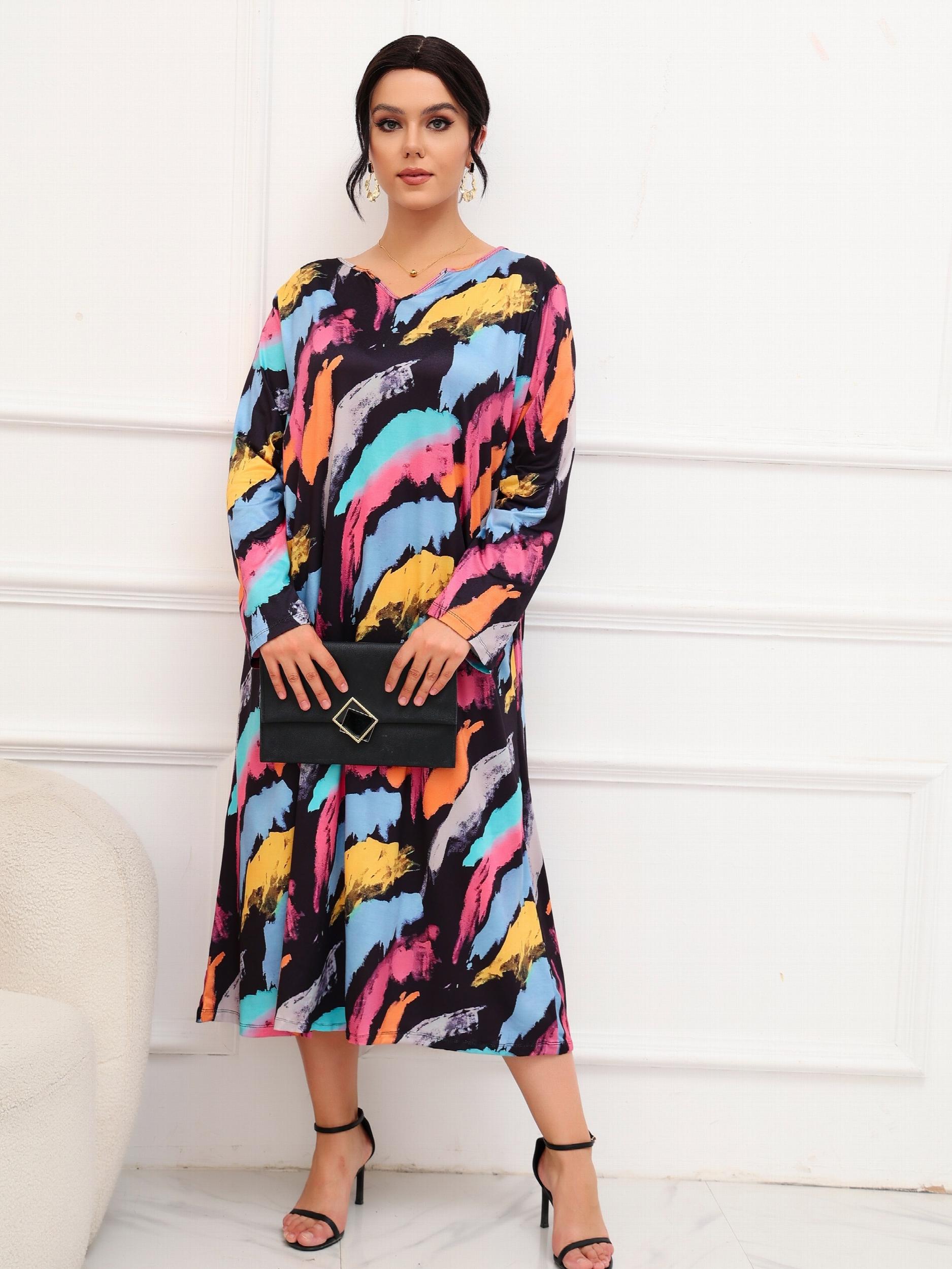 Brush Print Long Sleeve Nightdress