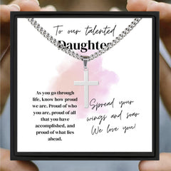 Daughter Hip Hop Cross Pendant Necklace Stainless Steel Punk Jewelry