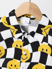 Toddler Boy's Happy Face Print 2pcs Shirt & Shorts Set