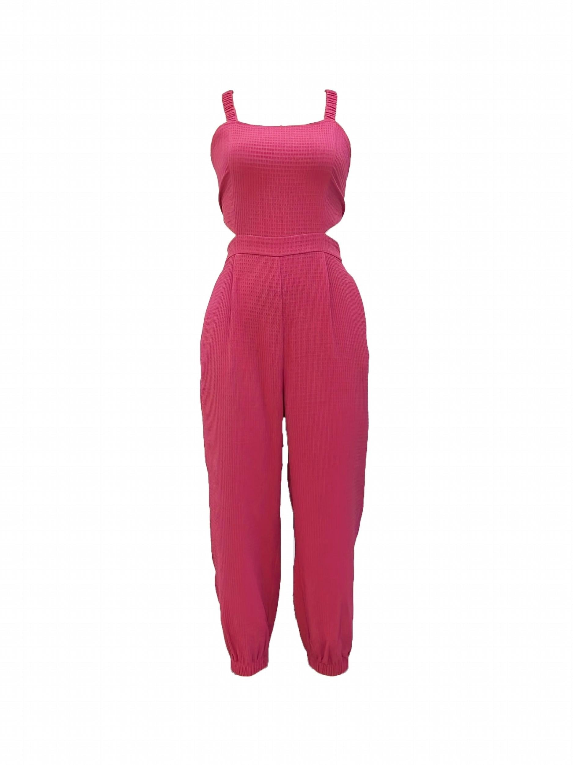 Waffle Tank Jogger Jumpsuit Cross Tie Back for Spring & Summer