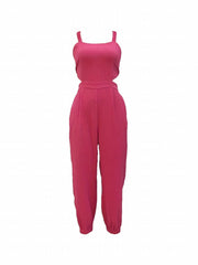 Waffle Tank Jogger Jumpsuit Cross Tie Back for Spring & Summer