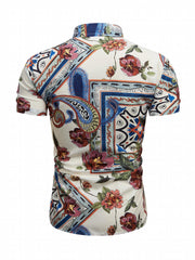 Boho Style Print Men's Casual Short Sleeve Shirt