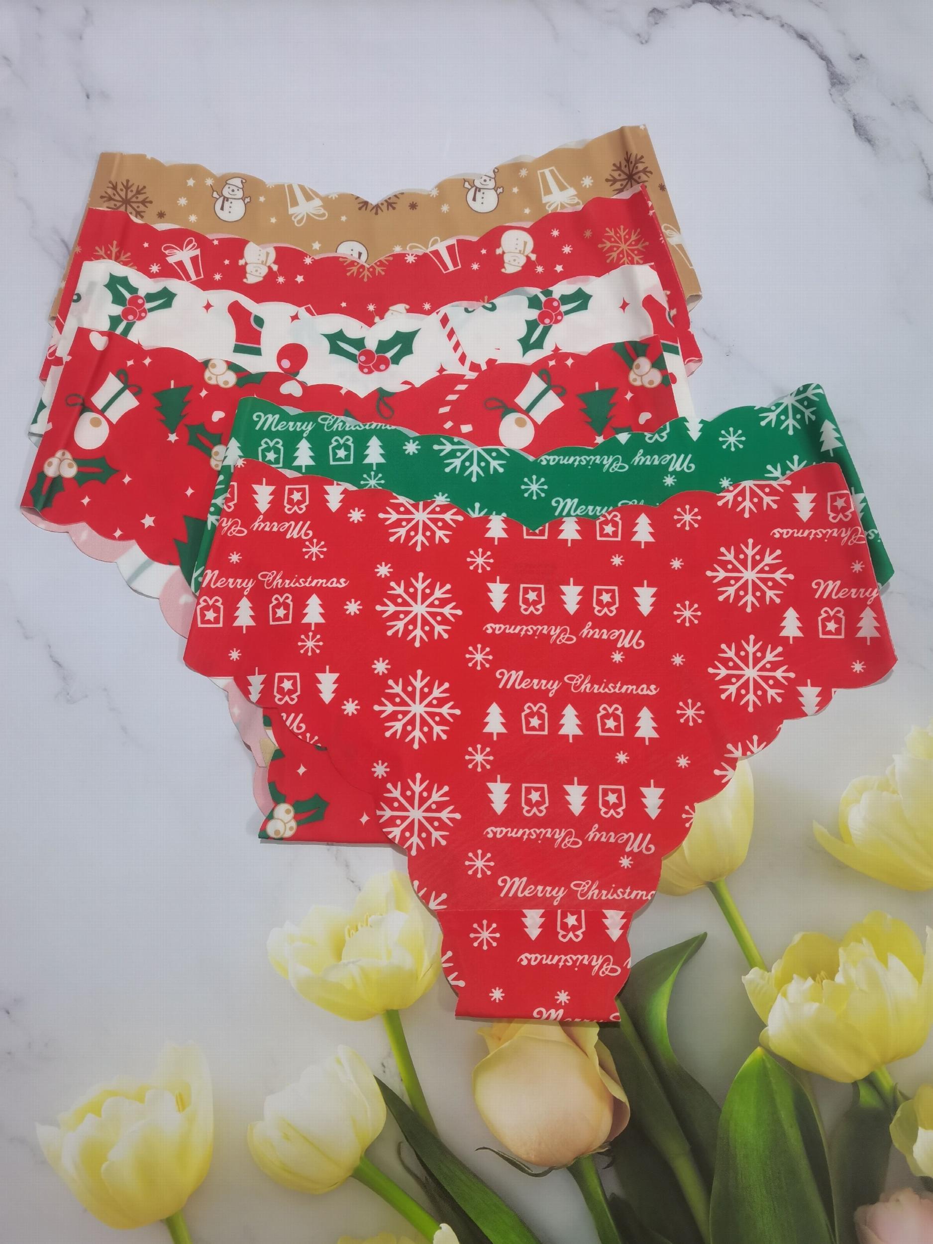 6pcs Christmas Print Briefs Scallop Trim Panties Women's Lingerie