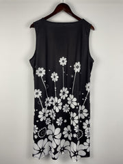 Casual Tank Dress Women's Plus Floral Print V Neck Slight Stretch
