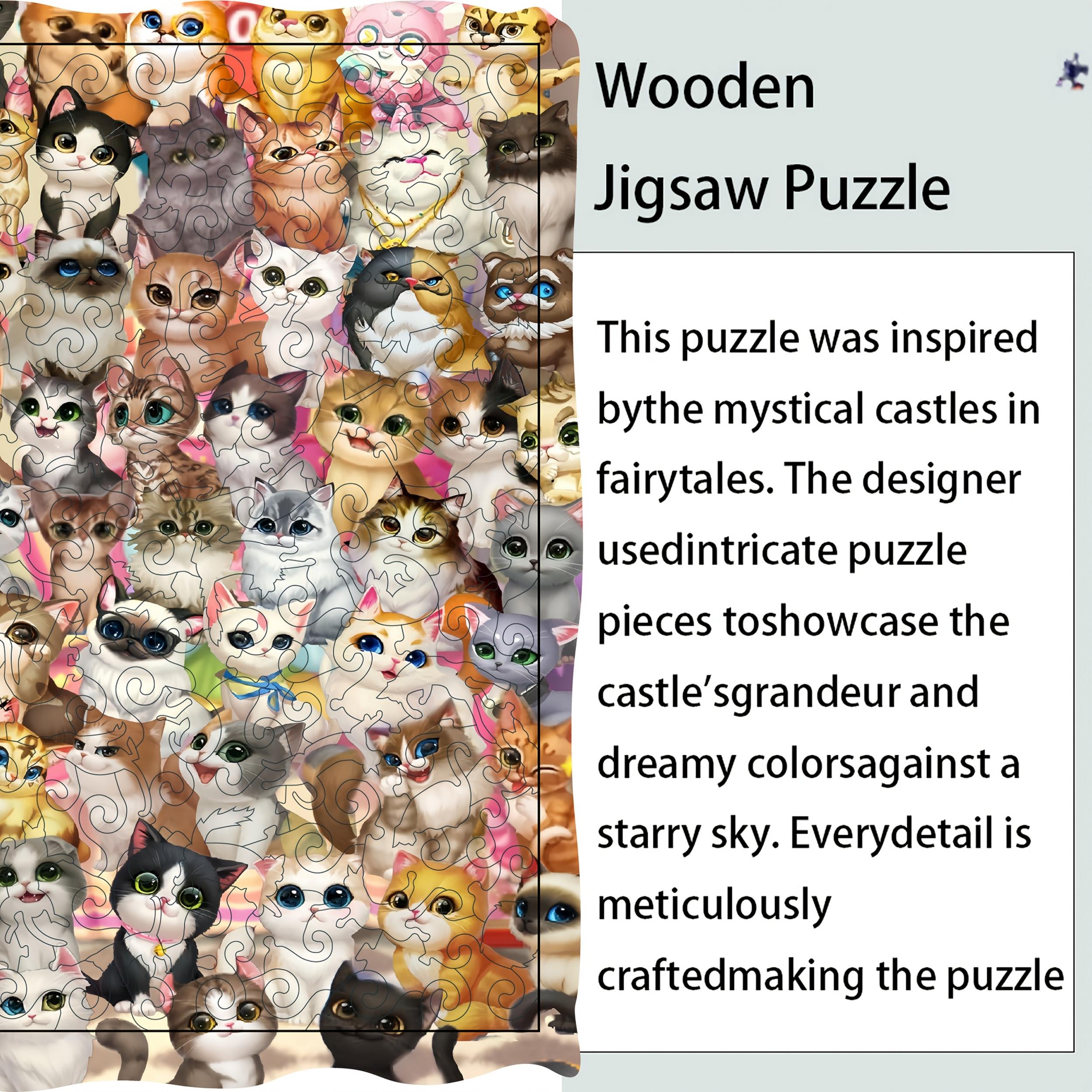 Cat Wooden Puzzle Two Piece Set Educational Jigsaw Toy