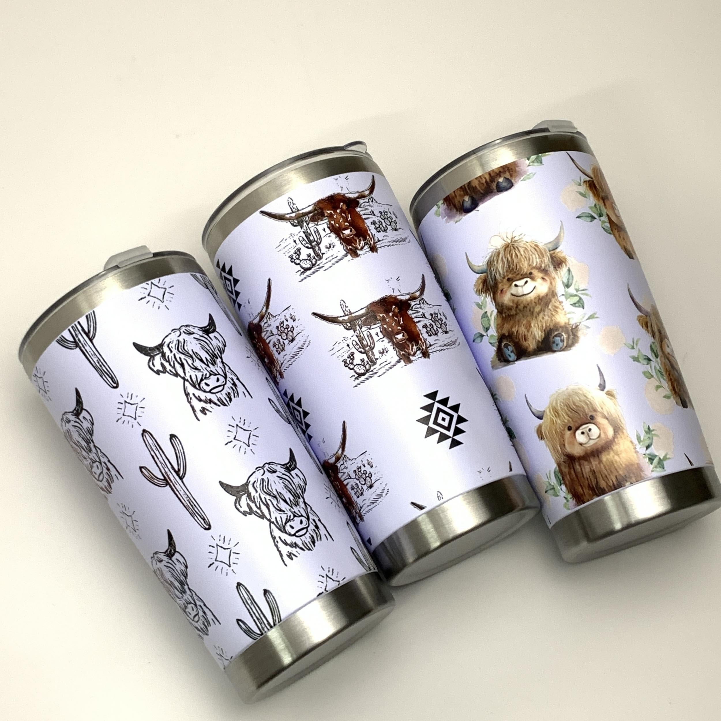 600ml Vintage Cowboy Pattern Stainless Steel Tumbler - Leakproof & Shatterproof
