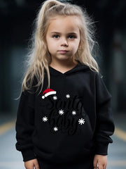 Cartoon Santa Baby Hooded Sweatshirt & Sweatpants Set for Girls