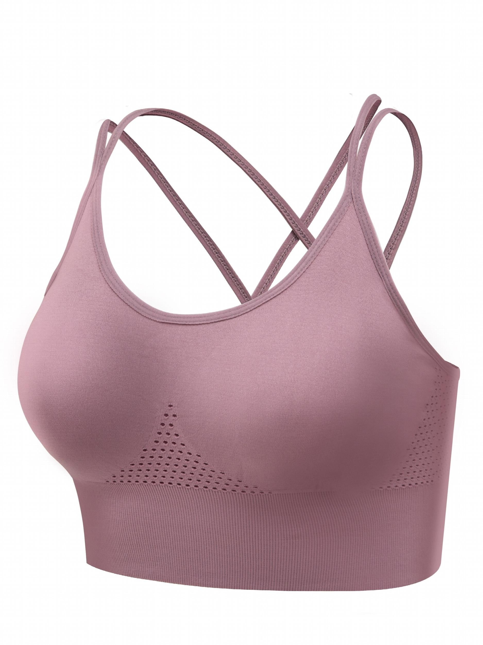 Breathable Push Up Sports Bra with Cross Shoulder Strap
