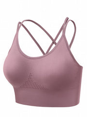 Breathable Push Up Sports Bra with Cross Shoulder Strap