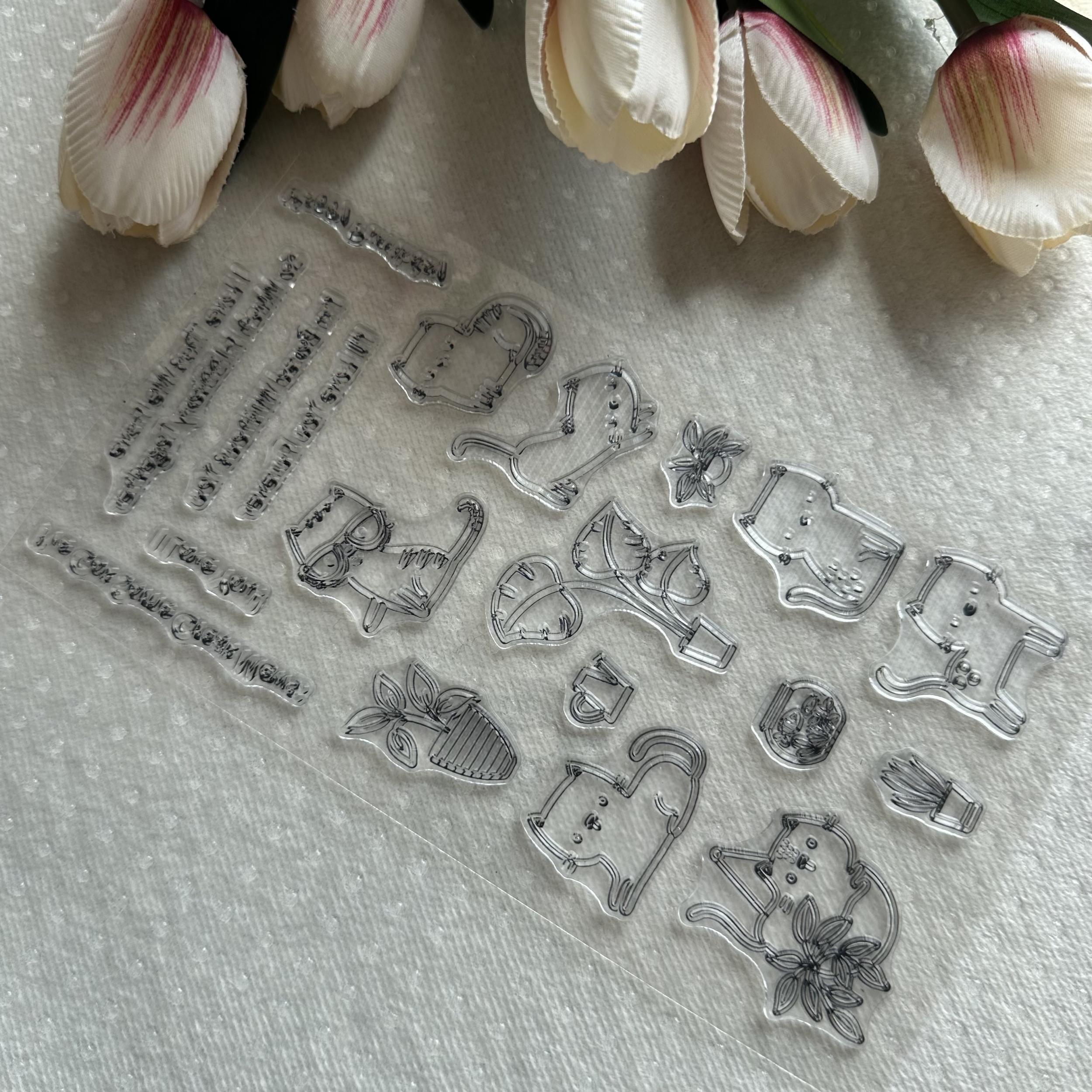 Animal Stamp Cat Background Birthday Card Silicone Stamp DIY Scrapbooking
