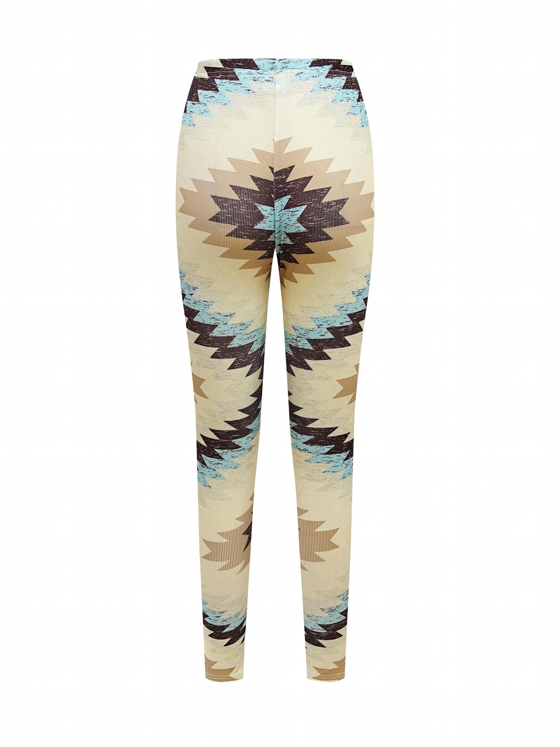 Ethnic Style Geometric Pattern Sports Leggings Yoga Tight Pants