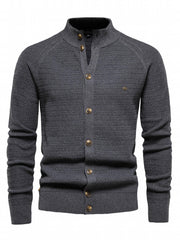 Men's Knitted Cardigan Mock Neck Sweater