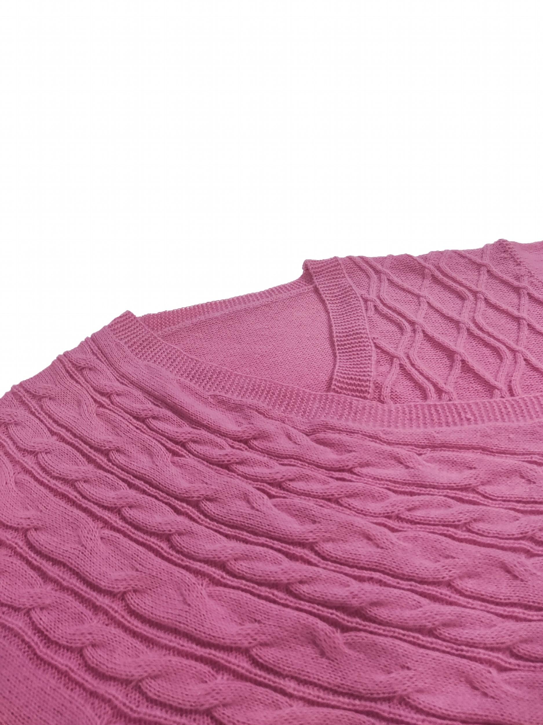 Cable Knit Wrap Cross V Neck Jumper