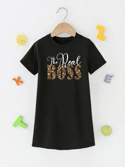 Girls Leopard Print Knit Dress Spring Summer Casual Clothes for Kids Toddlers