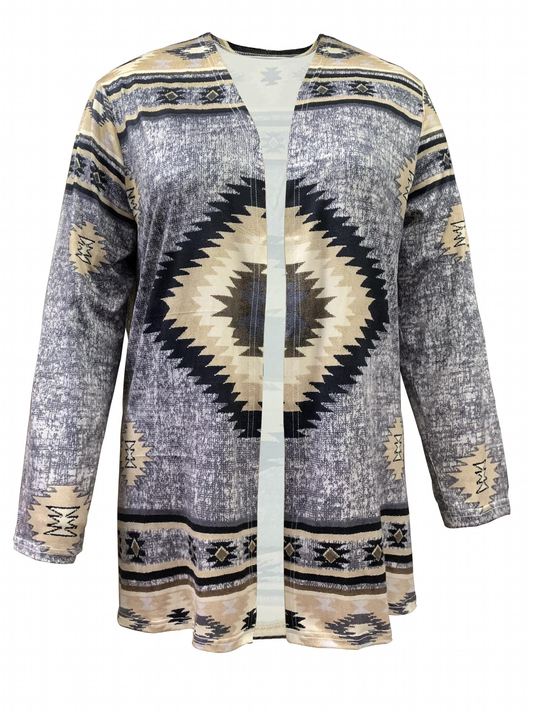Southwestern Print Open Front Cardigan
