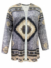 Southwestern Print Open Front Cardigan
