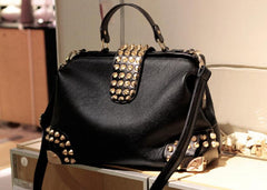 X-Online Women Bag Female Doctor Bag Lady Rivet Tote