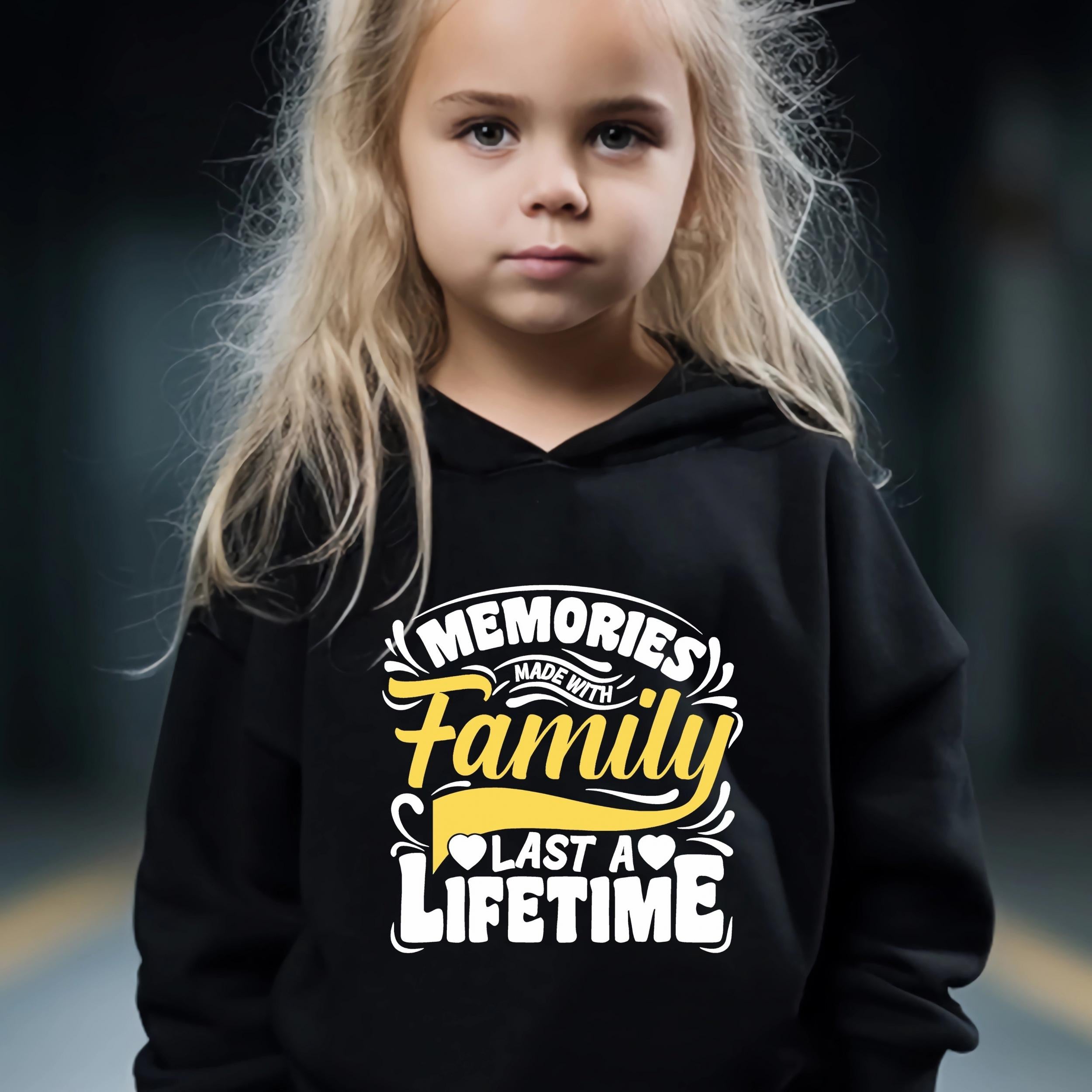 Family Last A Life Time Pattern Long Sleeve Hooded Sweatshirt