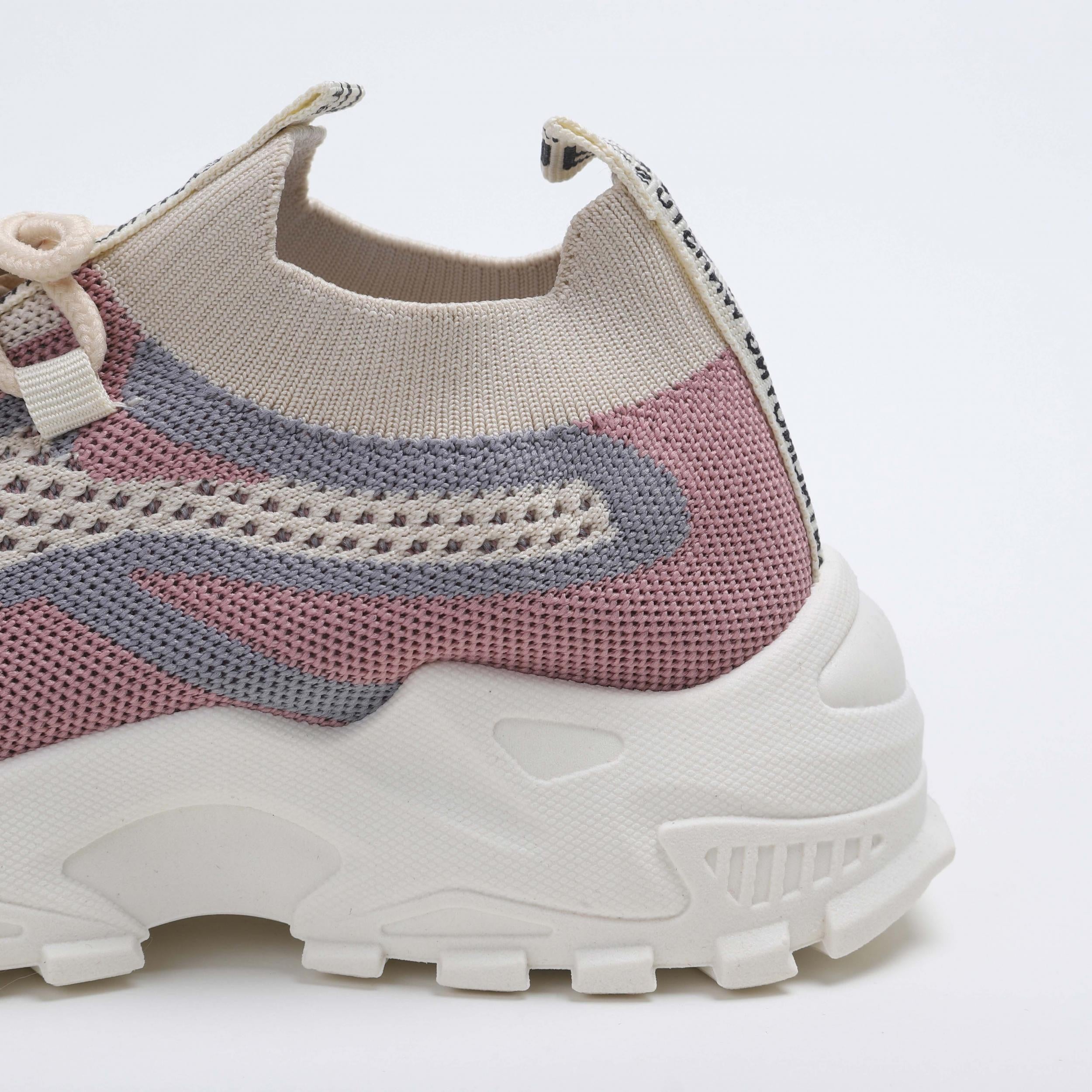 Women's Breathable Knit Platform Sneakers Casual Lace Up Outdoor Shoes
