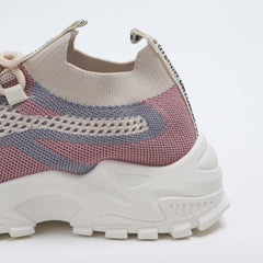 Women's Breathable Knit Platform Sneakers Casual Lace Up Outdoor Shoes