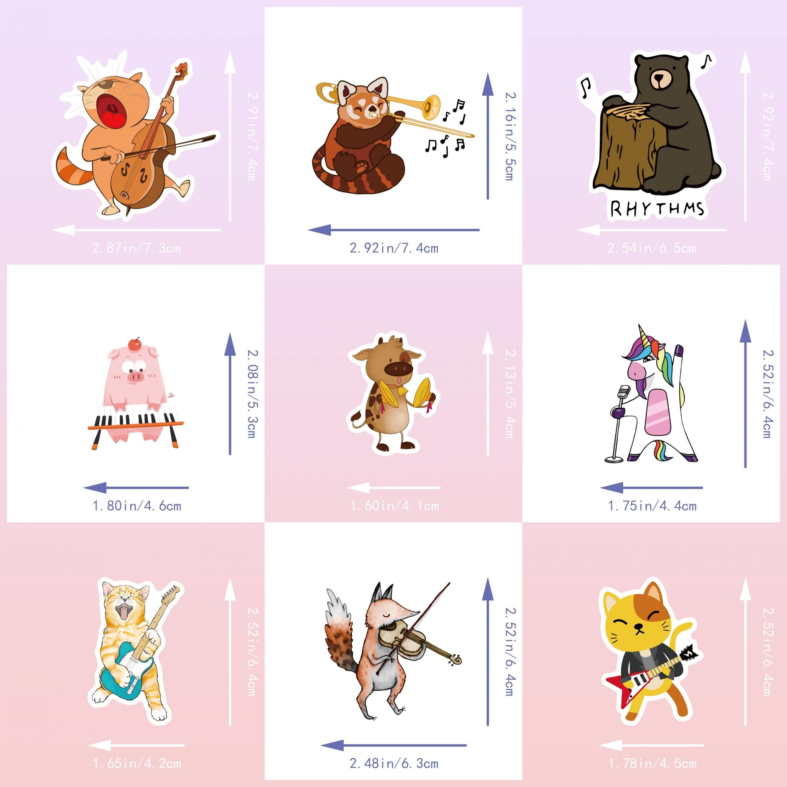 50pcs Animal Concert Stickers Waterproof Vinyl Music Sticker Cartoon Sticker