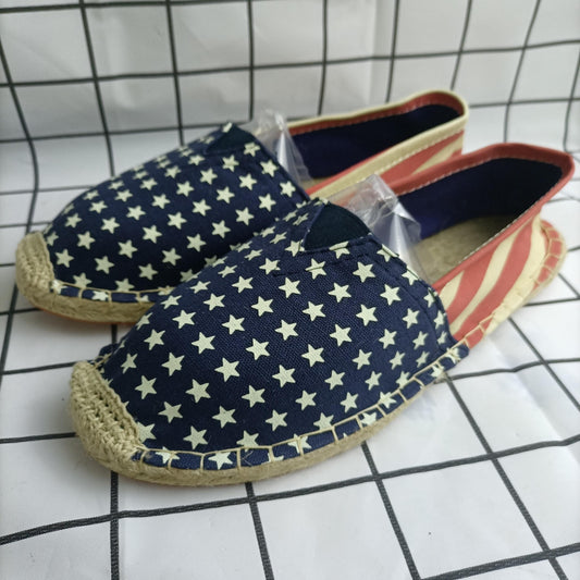 Women's Flag Pattern Flat Casual Shoes Slip On Low Top Round Toe