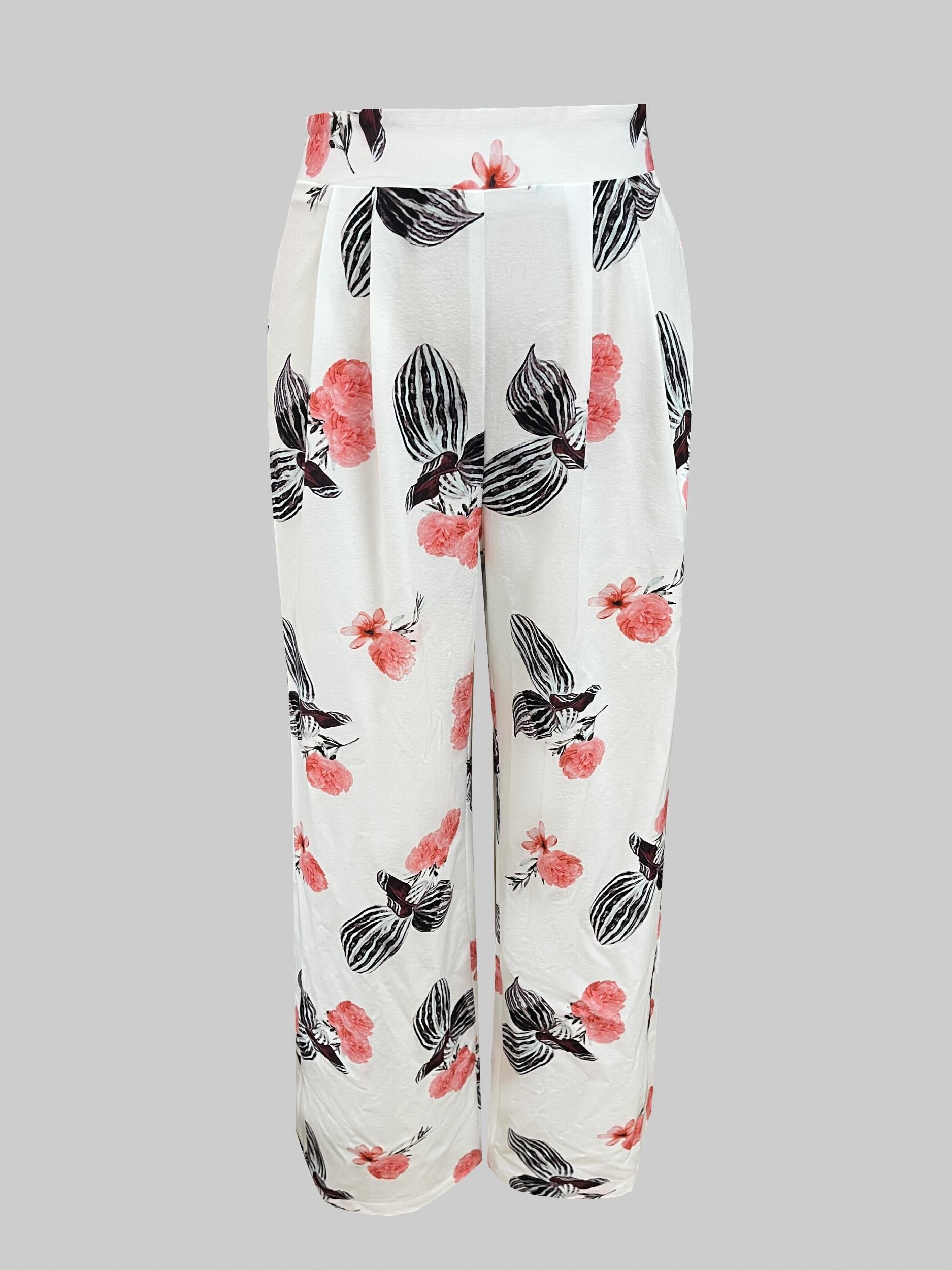 Chain Print High Waist Wide Leg Pants for Spring & Summer