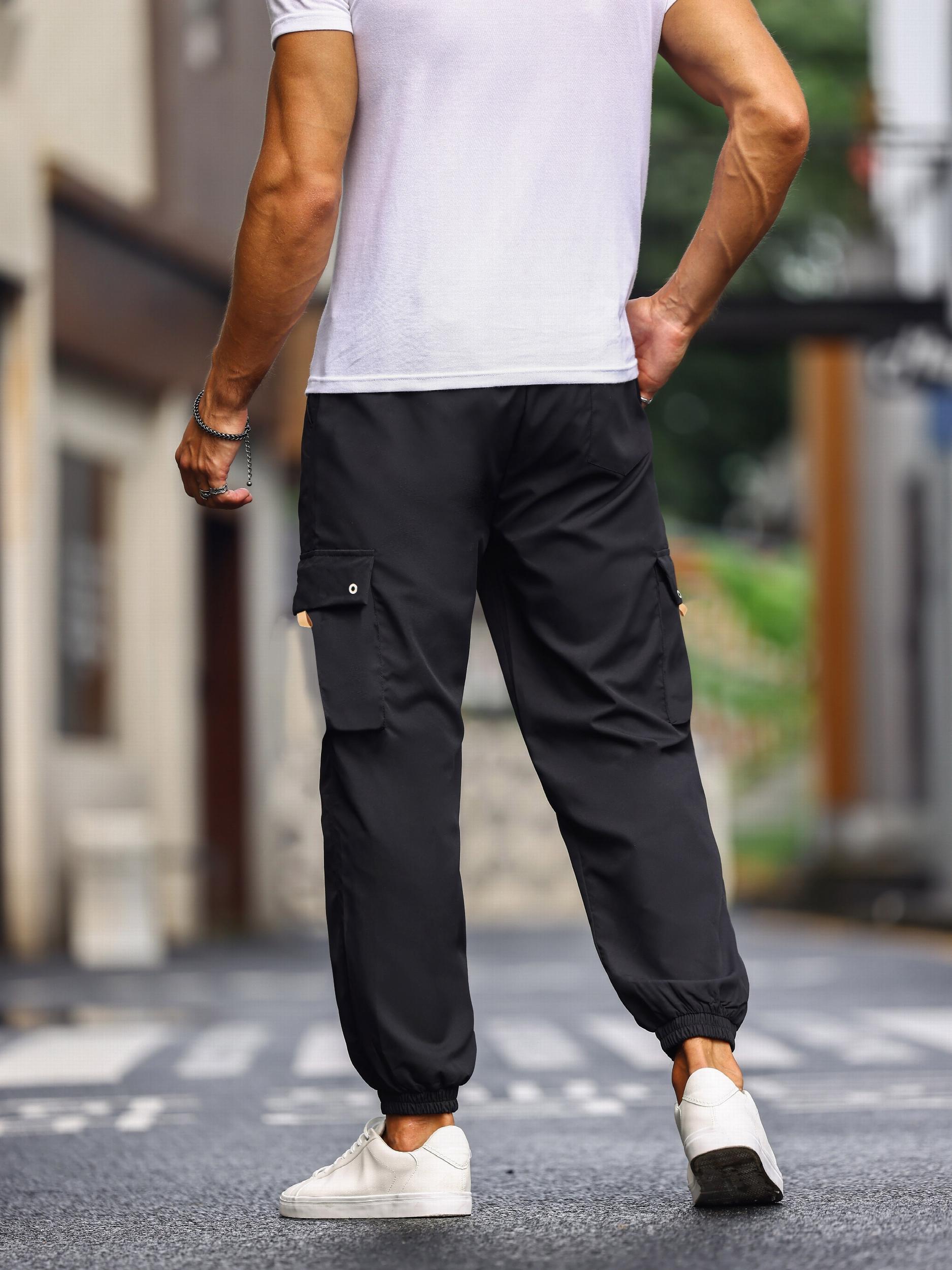 Solid Cargo Pants Men's Trousers Loose Casual Outdoor Work Pants