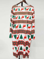 Christmas Dress Women's Reindeer Print Long Sleeve Round Neck Dress