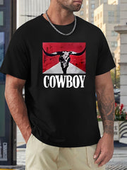 COWBOY Pattern Print Men's Sports T-shirt Outdoor Fitness Gift