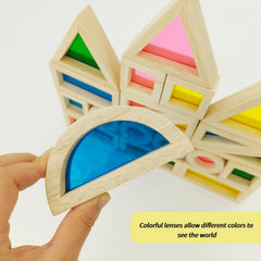 Colorful Wooden Rainbow Building Blocks Educational Puzzle Toy