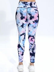 Tie Dye High Waist Yoga Pants Pocket Quick Dry Butt Lift Yoga Leggings